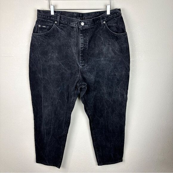 Lees Black Mom Vintage Jeans 80s tapered Leg Size 14- 16 - Picture 1 of 5